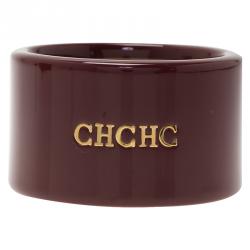 Pre Owned CH Carolina Herrera Burgundy Extra Wide Cuff Bracelet