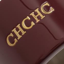 Pre Owned CH Carolina Herrera Burgundy Extra Wide Cuff Bracelet