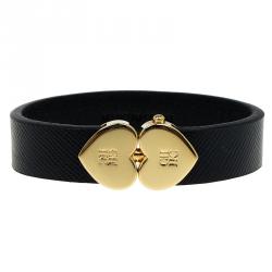 Pre Owned CH Carolina Herrera Leather Hearts Bracelet