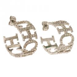 Pre Owned أقراط سي إتش كارولينا هيريرا مرصعة بالكريستال لون فضي