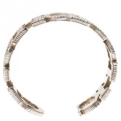 Pre Owned CH Carolina Herrera Silver Studded Open Cuff  Bracelet
