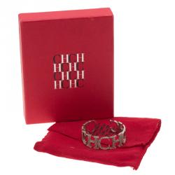 Pre Owned CH Carolina Herrera Silver Studded Open Cuff  Bracelet