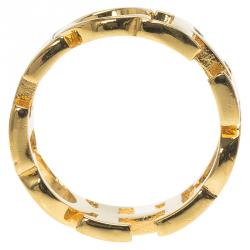 Pre Owned Carolina Herrera CH Gold Tone Band Ring Size 56