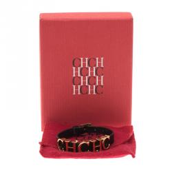 Pre Owned  Carolina Herrera CH Logo Leather Bracelet