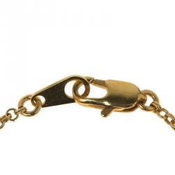 Pre Owned Ch Carolina Herrera Ribbon Drop Crystal Faux Pearl Gold Tone Necklace