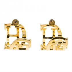 Pre Owned أقراط سي أتش كارولينا هيريرا هاغي بالشعار ذهبية اللون