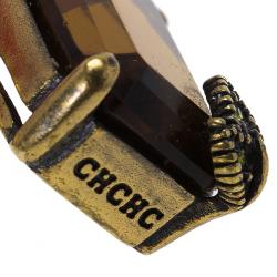 Pre Owned CH Carolina Herrera Orange Crystal & Gold Tone Bird Dangle Earrings