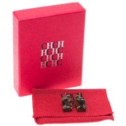 Pre Owned CH Carolina Herrera Orange Crystal & Gold Tone Bird Dangle Earrings