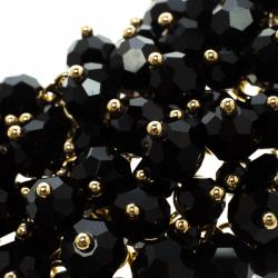 Pre Owned CH Carolina Herrera Black Beads & Gold Tone Wide Bracelet 15cm