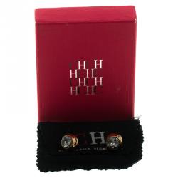 Pre Owned Carolina Herrera Hematite Druzy Gold Tone Stud Earrings