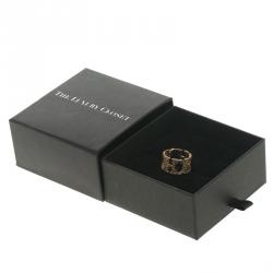 Pre Owned Carolina Herrera Crystal Studded Logo Gold Tone Ring Size 56