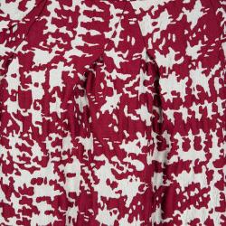 CH Carolina Herrera Red and White Textured Jacquard Pencil Skirt M