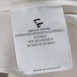 مملوكة مسبقًا بلوزة سي أتش كارولينا هيريرا حرير كريمي بكشكشة مزينة L