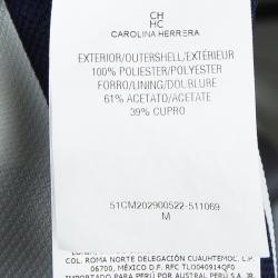 Pre Owned CH Carolina Herrera Navy Blue and White Striped and Polka Dotted Top M