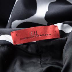 مملوكة مسبقًا فستان سهرة سي أتش كارولينا هيريرا مونوكرومي مطبوع بظهر مكشوف بلا أكمام M