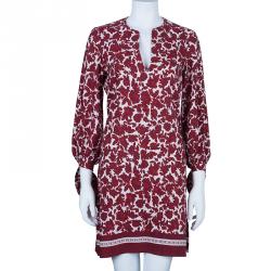 Pre Owned CH Carolina Herrera Red Floral Silk Dress S