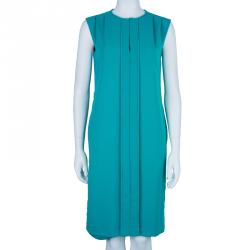 Pre Owned CH Carolina Herrera Blue Sleeveless Paneled Dress S