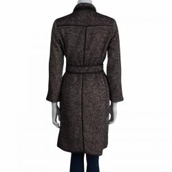 Pre Owned CH Carolina Herrera Brown Textured Belted Overcoat M