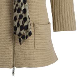 Pre Owned CH Carolina Herrera Beige Wool Fox Fur Cardigan XS