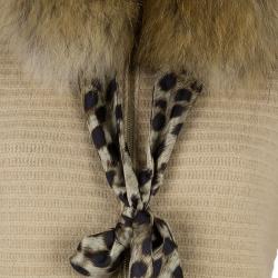 Pre Owned CH Carolina Herrera Beige Wool Fox Fur Cardigan XS
