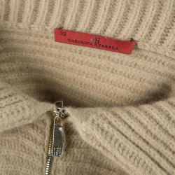 Pre Owned CH Carolina Herrera Beige Wool Fox Fur Cardigan XS
