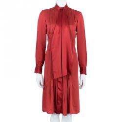 Pre Owned فستان سي أتش كارولينا هريرا أحمر بربطة عنق M