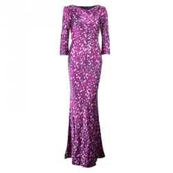 Pre Owned CH Carolina Herrera Printed Long Sleeve Maxi Dress M