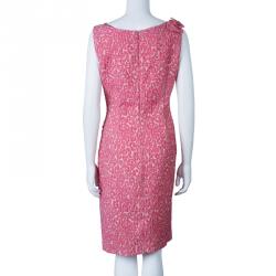 Pre Owned فستان  سي أتش كارولينا هيريرا وردي بنقشة الفهد بدون أكمام L