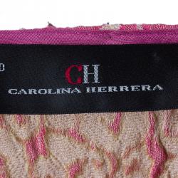 Pre Owned فستان  سي أتش كارولينا هيريرا وردي بنقشة الفهد بدون أكمام L