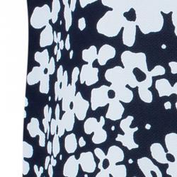 مملوكة مسبقًا CH Carolina Herrera Navy and White Floral Print Square Top M