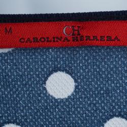 مملوكة مسبقًا CH Carolina Herrera Navy and White Floral Print Square Top M