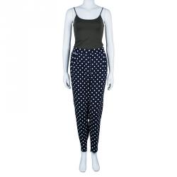 Pre Owned CH Carolina Herrera Navy Doted Trousers L