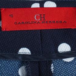 Pre Owned CH Carolina Herrera Navy Doted Trousers L