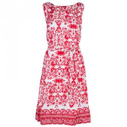 Pre Owned CH Carolina Herrera Red White Floral Dress L