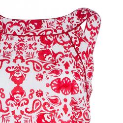 Pre Owned CH Carolina Herrera Red White Floral Dress L