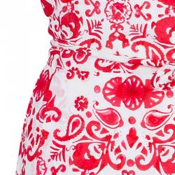 Pre Owned CH Carolina Herrera Red White Floral Dress L