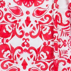 Pre Owned CH Carolina Herrera Red White Floral Dress L