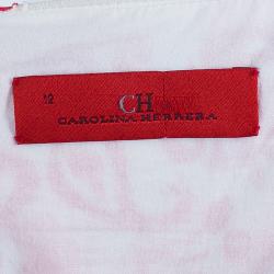 Pre Owned CH Carolina Herrera Red White Floral Dress L