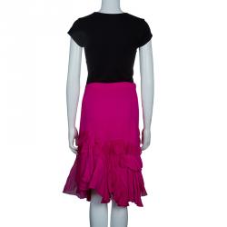 Pre Owned CH Carolina Herrera Pink Silk Pleated Skirt M