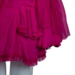 Pre Owned CH Carolina Herrera Pink Silk Pleated Skirt M