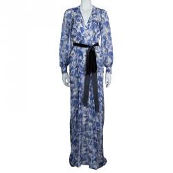 Pre Owned CH Carolina Herrera Lavender Printed Wrap Maxi Dress S