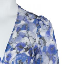 Pre Owned CH Carolina Herrera Lavender Printed Wrap Maxi Dress S