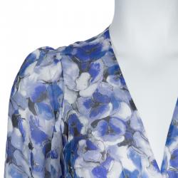 Pre Owned CH Carolina Herrera Lavender Printed Wrap Maxi Dress S