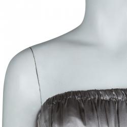 مملوكة مسبقًا فستان سهرة سي أتش كارولينا هيريرا حرير فضي بدون حمالات M