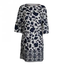 Pre Owned CH Carolina Herrera Cream Floral Print Linen Dress M