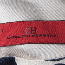 Pre Owned CH Carolina Herrera Cream Floral Print Linen Dress M