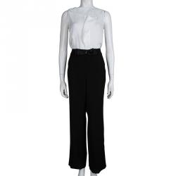 Pre Owned CH Carolina Herrera Black Bow Detail Wide Leg Trousers M