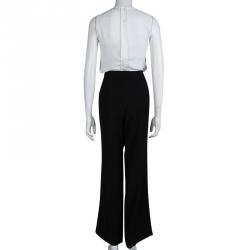 Pre Owned CH Carolina Herrera Black Bow Detail Wide Leg Trousers M