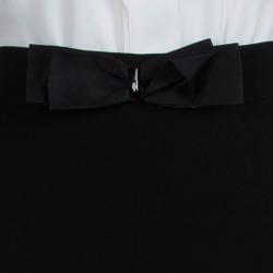 Pre Owned CH Carolina Herrera Black Bow Detail Wide Leg Trousers M