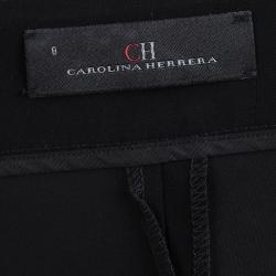Pre Owned CH Carolina Herrera Black Bow Detail Wide Leg Trousers M